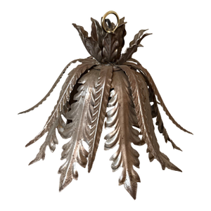 Vintage Italian Tole Silver Metal Pendant Light