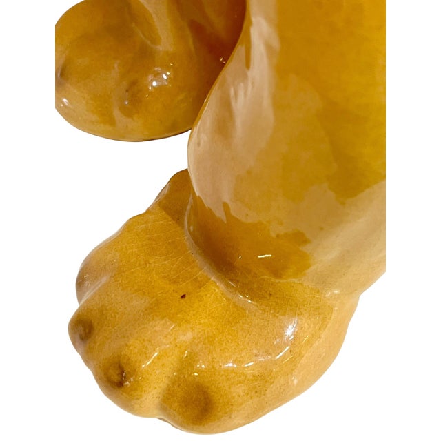 Ceramic Vintage Mid Century Ceramic Lion Cub Statue For Sale - Image 7 of 15