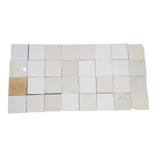 1900s Portuguese Large Antique White & Cream Tiles Set of 32 For Sale