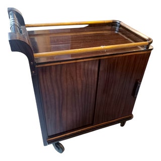 French Art Deco Bar Cart in Rosewood and Brass, 1940s For Sale