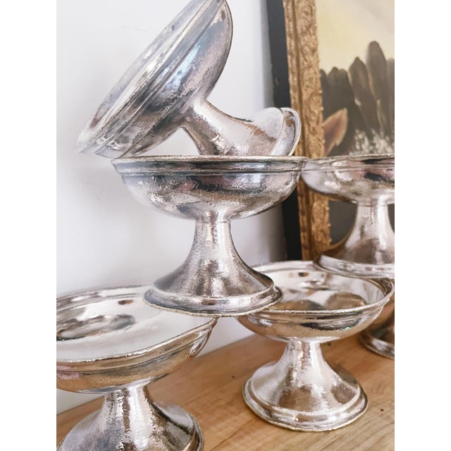 1950s Set of 6 Vintage Silverplate Ice Cream Dishes From the Greenbrier Hotel For Sale - Image 5 of 9