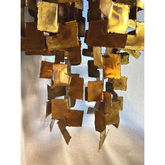 Metal 1960s Mid Century Modern Tom Greene Brutalist Torch-Cut Brass Chandelier for Feldman 1960s For Sale - Image 7 of 10