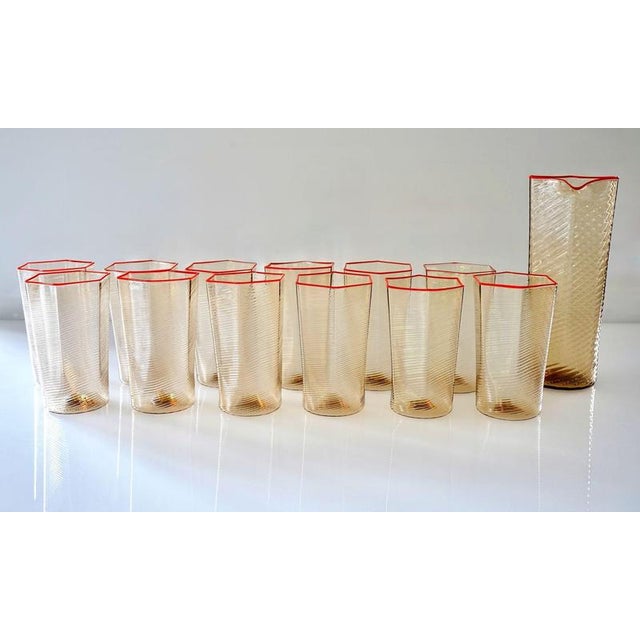 Esagonali Tumblers and Pitcher in Murano Glass, Set of 13 For Sale - Image 14 of 18