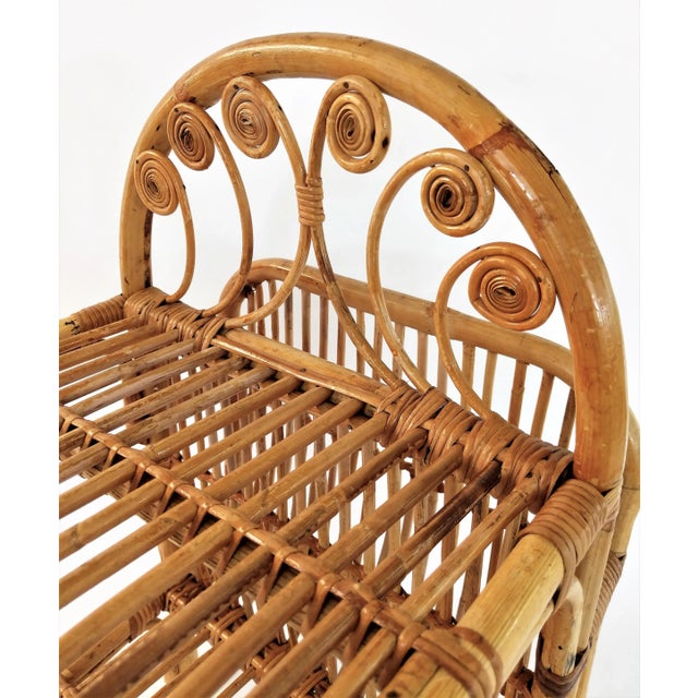Vintage Victorian Style Bamboo Rattan Side Table With Magazine Rack For Sale - Image 12 of 13