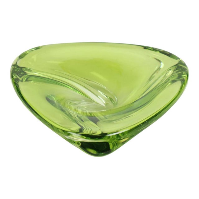 1960s Vintage Green Crystal Bowl from Val Saint Lambert, 1960s For Sale - Image 5 of 13