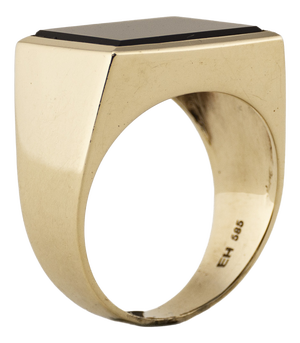Vintage Gold Ring with Onyx, 1970s