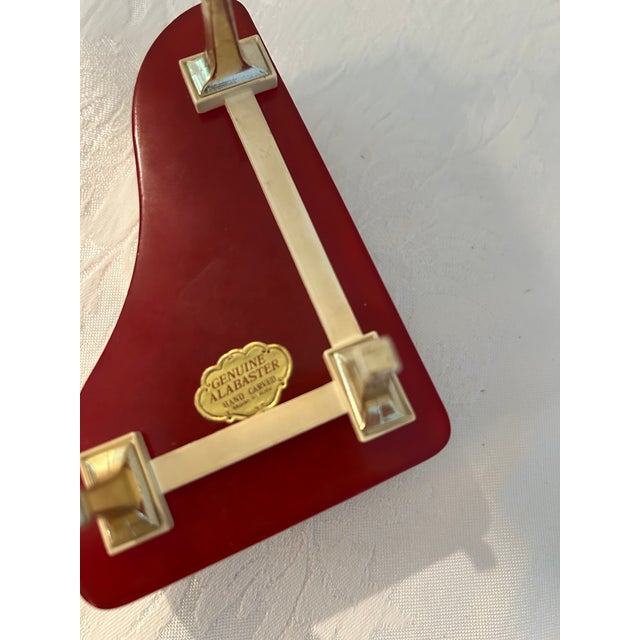 Metal Mid-Century Ruby Red Alabaster Piano Trinket Box For Sale - Image 7 of 7