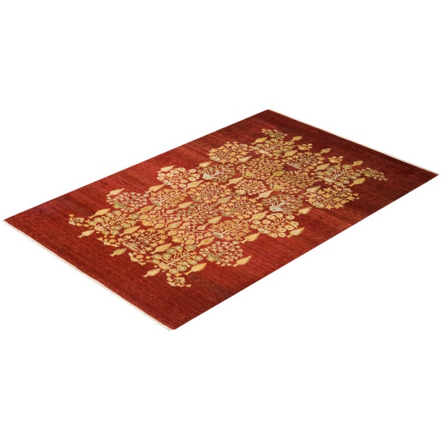 Red Vintage Traditional Hand Knotted Wool Area Rug, Red - 6'1" X 9'4" For Sale - Image 8 of 9