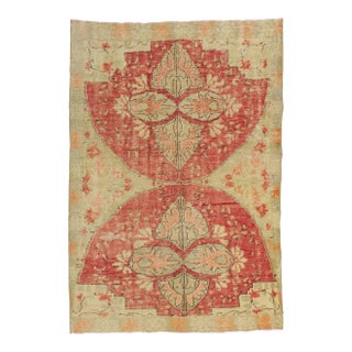 Mid 20th Century Rustic Vintage Turkish Oushak Rug, 04'07 X 06'08 For Sale