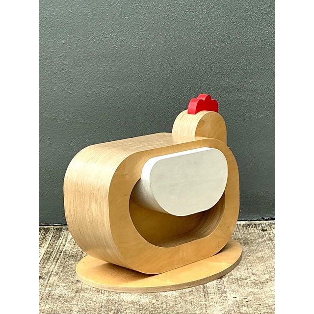 Vintage Sculptural Wood Chicken Low Stool For Sale - Image 9 of 13