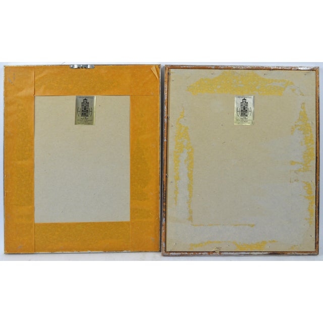 Early 20th Century French Art Deco Mercier Freres Prints W House of Heydenryk Silver Gilt Frames - Set of 2 For Sale - Image 5 of 6