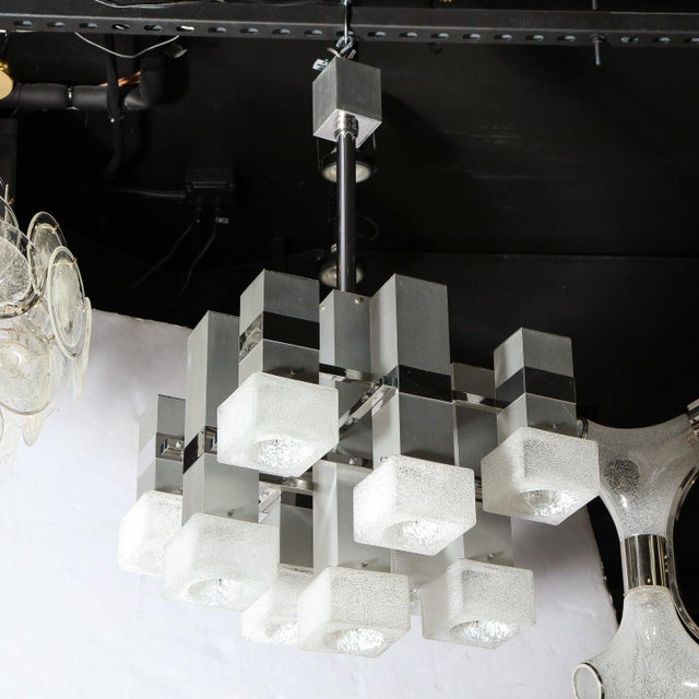 Mid Century Modern 8 Arm Chrome & Mottled Murano Glass Chandelier by Sciolari For Sale - Image 10 of 11