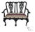 Vintage Chippendale Style Bench Settee Carved Fretwork Black Two Seater Chair For Sale