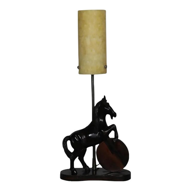 Early 20th Century Polo Horse Sculptural Lamp For Sale