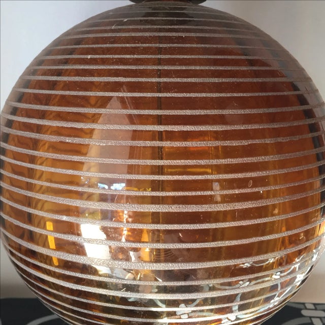 Transitional Vintage Lamp With Amber Glass Details For Sale - Image 3 of 7