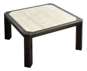 Square Travertine and Metal Coffee Table by BC Design