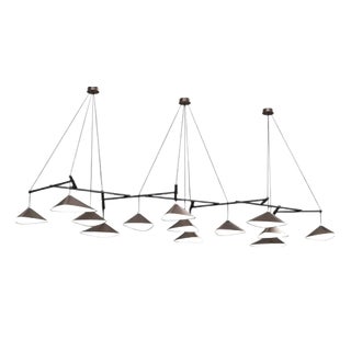 Emily Group of Thirteen Chandelier in Steel with Bronze Finish by Moss Objects For Sale
