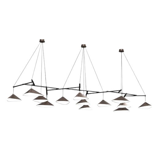 Emily Group of Thirteen Chandelier in Steel with Bronze Finish by Moss Objects For Sale