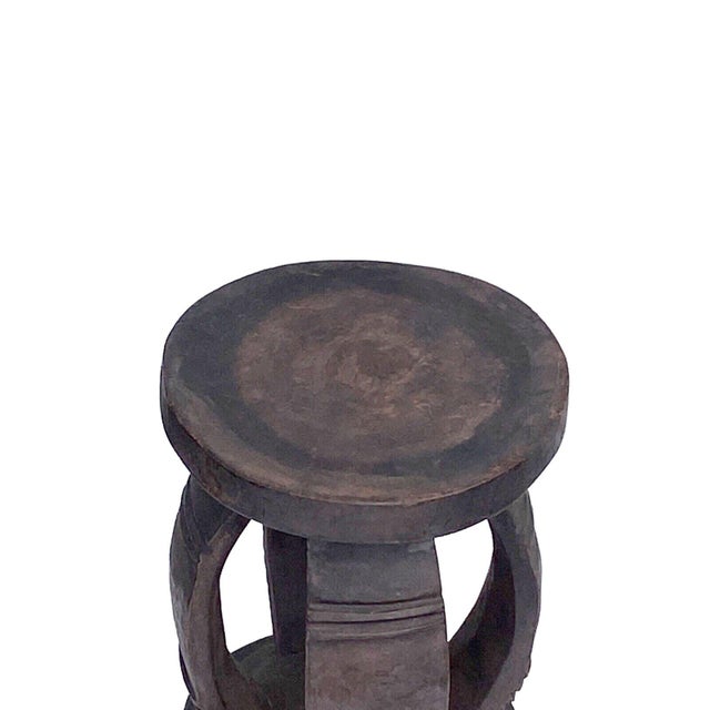 African Vintage Rustic Wood African Large Baga Stool Guinea-Bissau 15" H by 11"w For Sale - Image 3 of 6