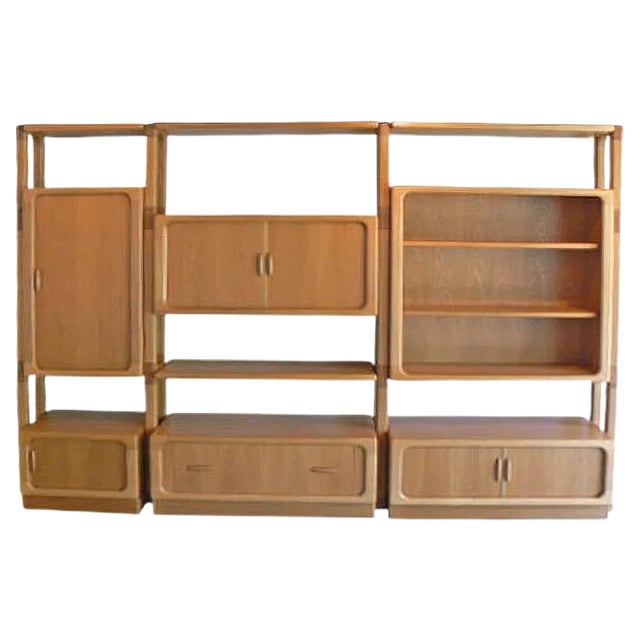 Large Oak Wall Unit with Sliding Doors from Dyrlund, 1980s For Sale