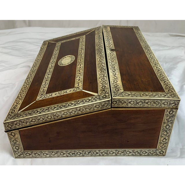 English Late 19th Century Antique Campaign Lap Desk For Sale - Image 3 of 12