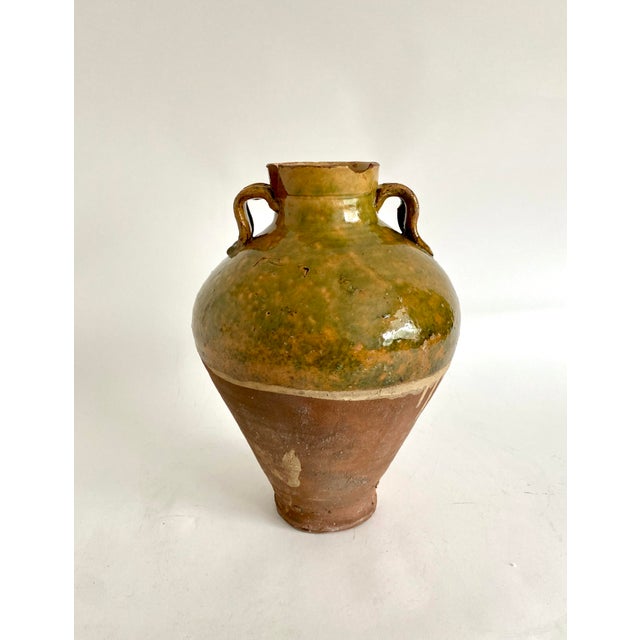Ceramic Turkish Glazed Terracotta Oil Pot Urn For Sale - Image 7 of 9