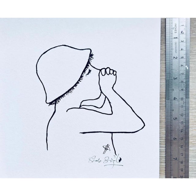 "The Whistler" Original Minimalist Figurative Drawing by Shabs Beigh For Sale - Image 4 of 5