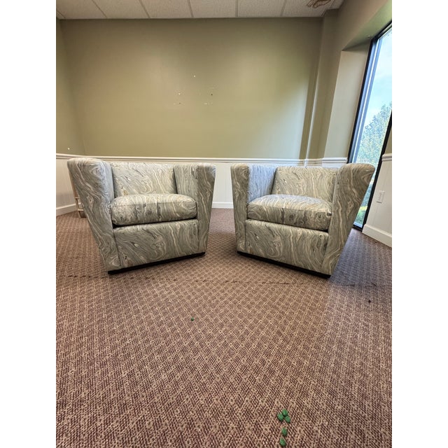 Contemporary Lee Industries Modern Swivel Club Chairs, Set of 2 For Sale - Image 3 of 12