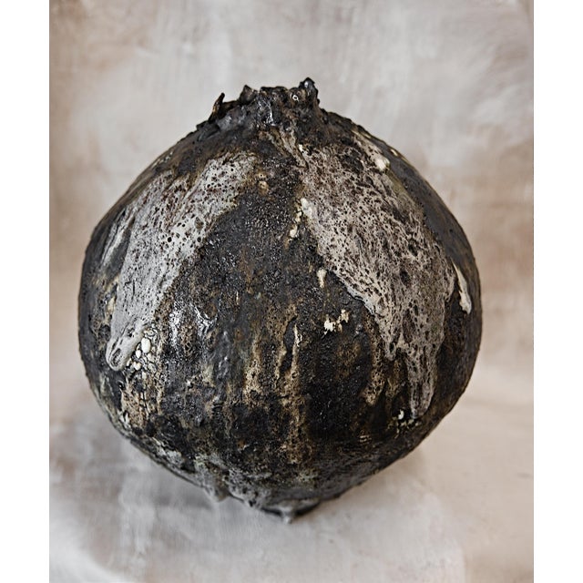 Shou Sugi Ban Moon Vase Handmade For Sale - Image 9 of 14