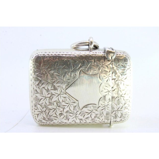 Silver Matchbox with Engraved Plant Motifs and Monogram Card For Sale - Image 5 of 6