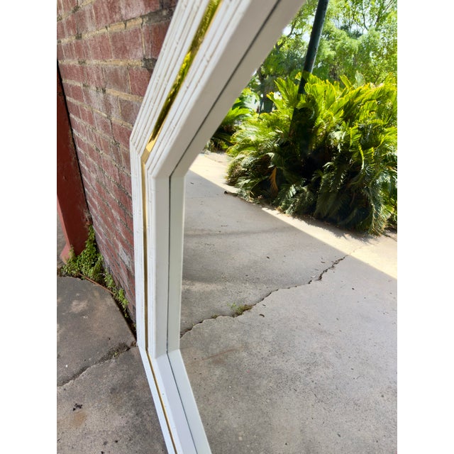 1980’s Palm Beach Regency Monumental Faux Bamboo & Brass Inlay Hexagonal Wall Mirror — In the Style of Maitland-Smith & LaBarge For Sale - Image 9 of 11