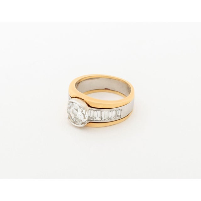 Late 20th Century Vintage Platinum, 18k Gold, and Diamond Ring For Sale - Image 5 of 8