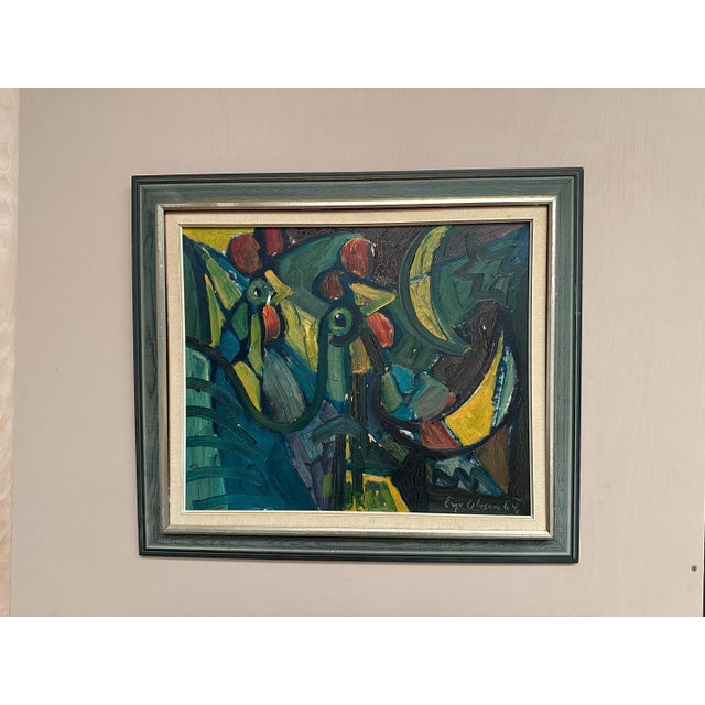 Eyvind Olesen, Chicken Composition, 1950s, Oil on Canvas, Framed For Sale - Image 8 of 18