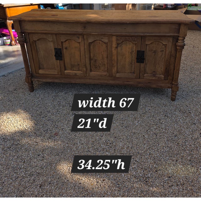 Rustic European Pine Counter or Sideboard Buffet Cabinet For Sale - Image 12 of 13