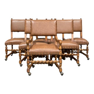 Vintage Hooker Furniture Game/Dining Chairs on Casters- Set of 6 For Sale