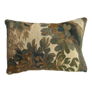 17th Century Brussels Tapestry Pillow With Botanical Foliage Design For Sale