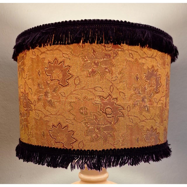 Goldenrod Vintage Italian Table Lamp with Turned and Fluted Pink-Painted Maple Column and Fabric Shade from Lamplove, 1970s For Sale - Image 8 of 11