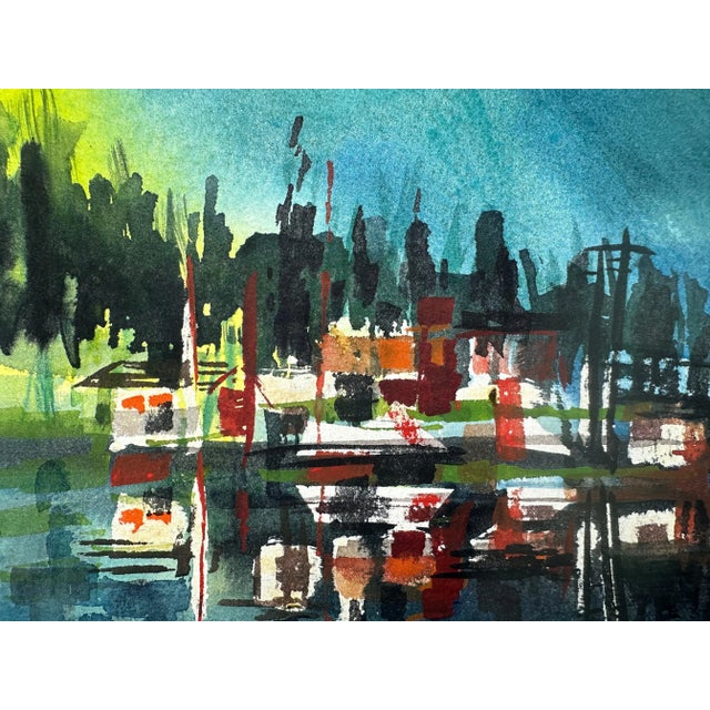 1960s Sunset Sail Watercolor Painting For Sale - Image 5 of 6
