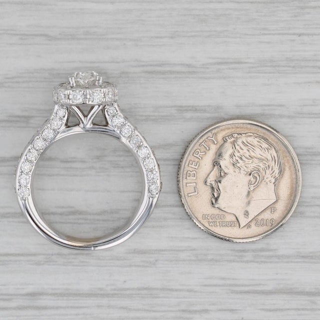 1.50ctw Oval Diamond Halo Engagement Ring 14k White Gold Size 4.5 For Sale - Image 4 of 8