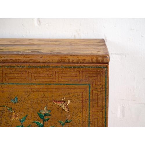 Antique Chinese Trunk Qing Dynasty Painted Pine Trunk For Sale - Image 6 of 10