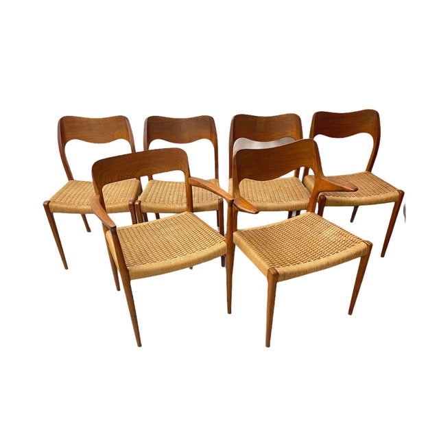 1960s Danish Modern Jl Moller Chairs with Caning Set of 6 Chairish