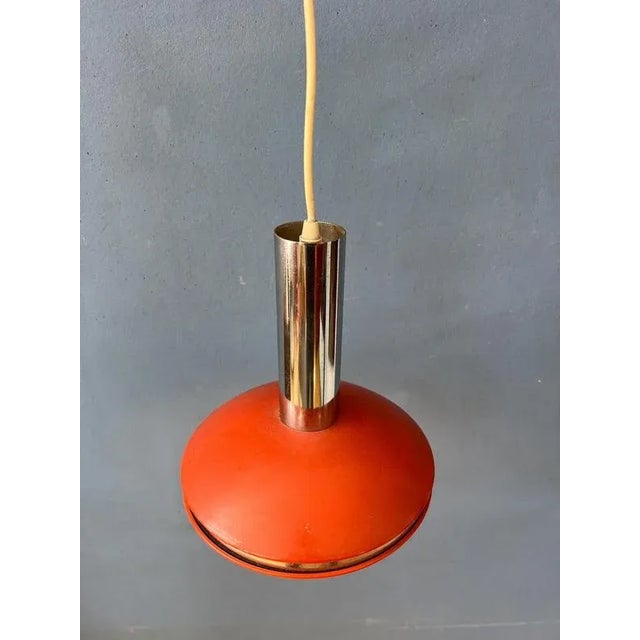 Small Space Age Red and Chrome Pendant Lamp For Sale - Image 4 of 11