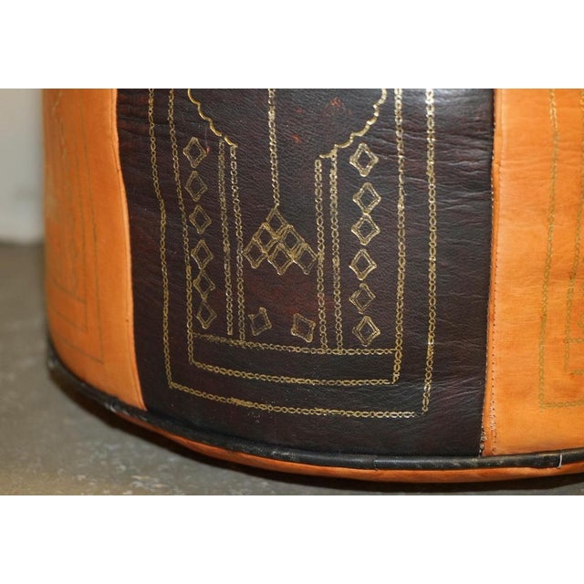 Vintage Tan & Brown Leather Footstool, 1960s For Sale - Image 4 of 17