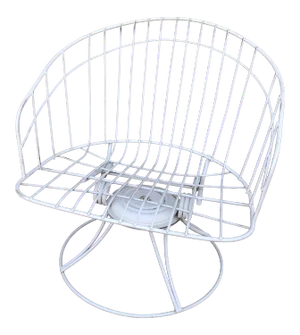 1960s Mid-Century Modern Homecrest Bottemiller White Metal Wire Swivel Rocker Barrel Chair