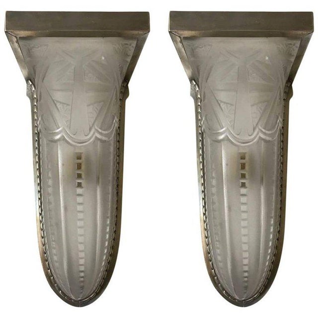 Geometric French Art Deco Wall Sconces - a Pair For Sale - Image 13 of 13