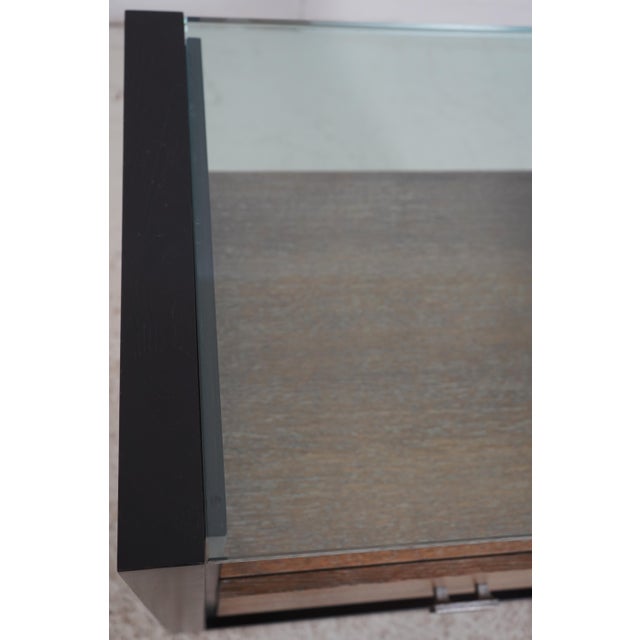 Glass Pair Century Modern Design Large Glass Top Nightstands For Sale - Image 7 of 12