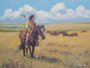 Original Oil Painting of Indian Warriors