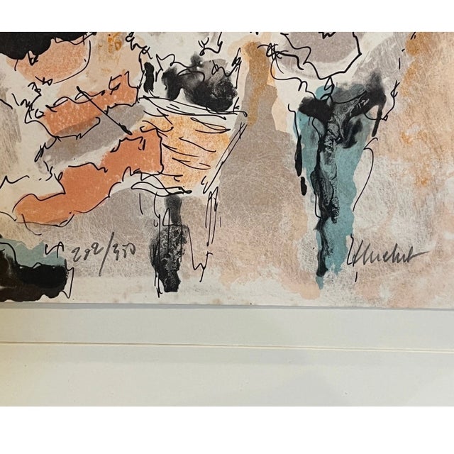 Vintage Urbain Huchet Signed Lithograph  Gallery Float Mount For Sale - Image 4 of 6