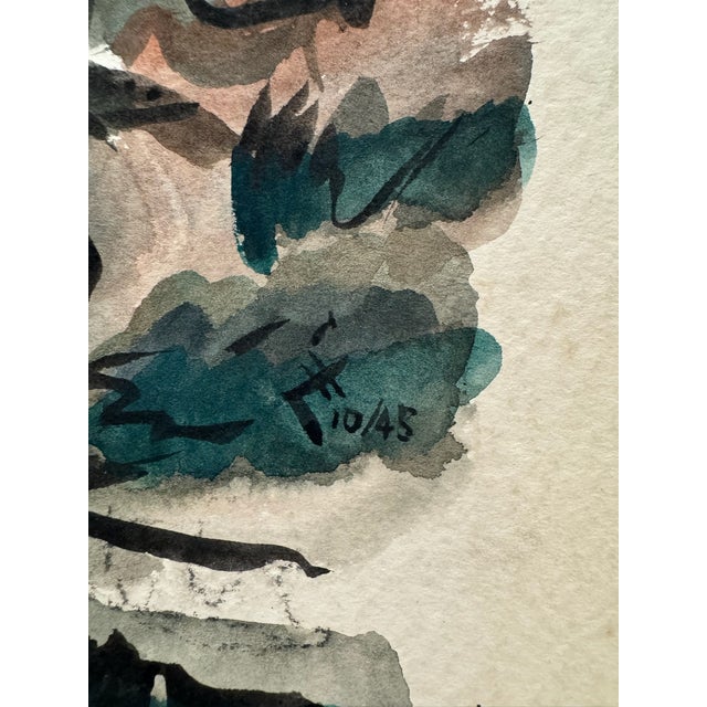 1940s Henry Emil Salloch Original Watercolor on Paper Autumn Forest Clearing, 1945 For Sale - Image 5 of 7