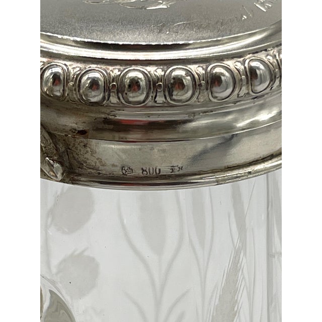 Two Bohemian Engraved Glass Stag & Clover Motif .800 Silver Mounted Steins For Sale - Image 12 of 12